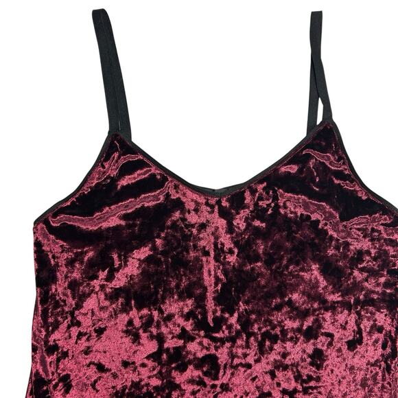 Y2K Burnout Crushed Velvet Burgundy Sz 4 Mini Slip Dress Whimsigoth Grunge Fairy - Picture 3 of 12